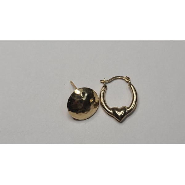 (2) Single 10K Yellow Gold Earrings - Total Weight: 0.4g