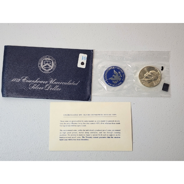 1972 Eisenhower Uncirculated 40% Silver Dollar 