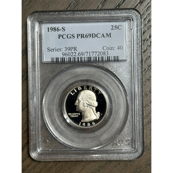 PCGS PR69 DCAM 1986-S Washington Quarter