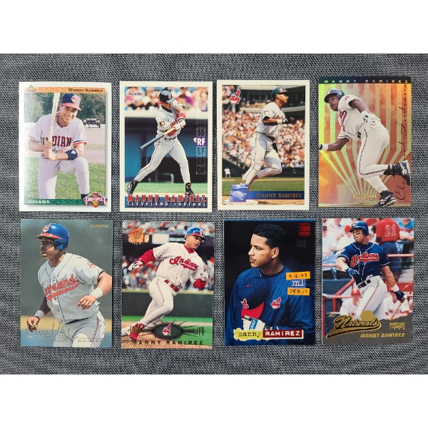 Lot of 8 Assorted Manny Ramirez Cleveland Indians Baseball Trading Cards W/ Rookie! All Near Mint!