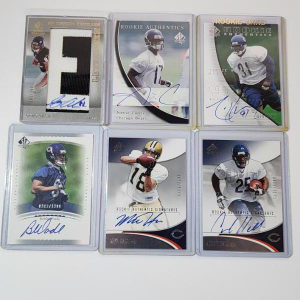 5 Upper Deck Chicago Bears AUTOGRAPHED Rookie Authentics Football Trading Cards ft. PATCH Card