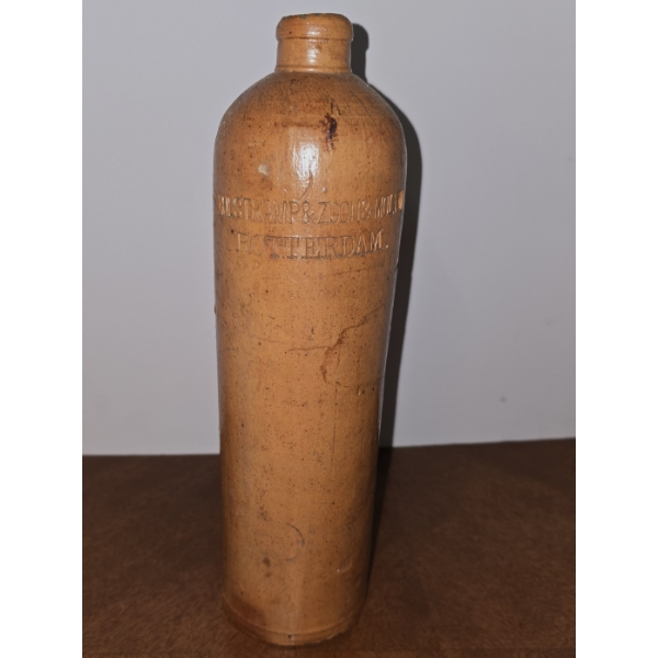 Antique Salt-Glazed Stoneware Gin Bottle from Hulstkamp & Zoon & Molyn, Rotterdam - 19th Century