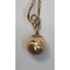 Image 6 : 14K Gold Starburst Engraved Ball Pendant On 14K Gold 25" Flat Square Link Necklace - Weight: 3.8g