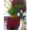 Image 4 : Floral Grouping On Table Including Frosted Lime Green Decanter - All Excellent