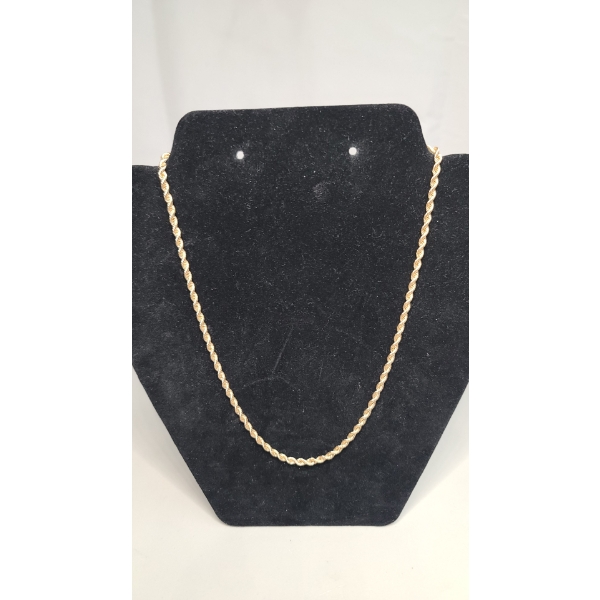 14K Gold Rope Necklace - Weight: 16.2g
