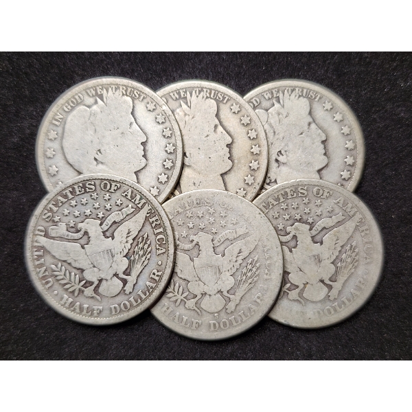 $3.00 Face Value in 90% Silver Barber Half Dollars - Assorted Conditions!