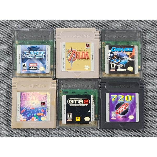 Lot of Six Assorted Game Boy & Game Boy Color Video Games Including Zelda & X-Men