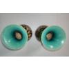 Image 4 : 2 Danish Style Drip Glaze Porcelain Vases - 16in Tall