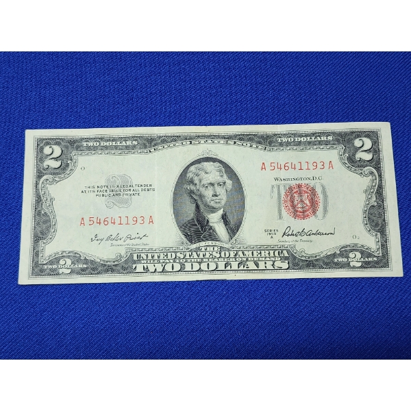 United States 1953 A $2 Red Seal Note 