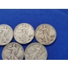 Image 3 : x5 90% Silver Walking Liberty Half Dollars: 1941, 1942, 1942, 1943, 1943 FV: $2.50