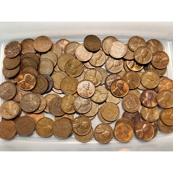 Approx. $1.00 Face Value of Assorted 1950's Lincoln Wheat Pennies