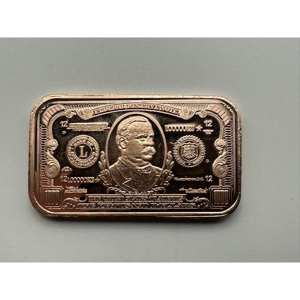 $1000 22nd & 24th President Grover Cleveland Commemorative 1 AVDP oz .999 Fine Copper Bar