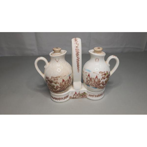 Ucagco Japan Royal Vista Olive-Oil and Vinegar Cruet Set With Coastal Castle Scene