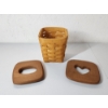 Image 1 : Longaberger Tall Tissue Basket with 2 Wooden Lids - Excellent Condition!