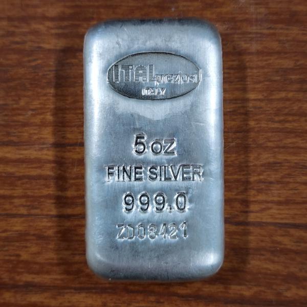 5 OZ 999 FINE SILVER BAR ~ Mint Condition ~ Italian Made!