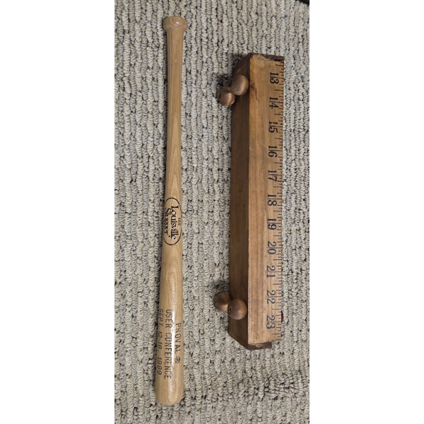 Mini Wooden Louisville Slugger Bat & Neat Ruler Pencil Box