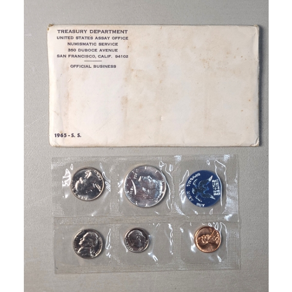 United States 1965 Special Mint Coin Set Including 40% SIlver Kennedy Half Dollar
