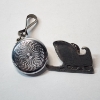 Image 1 : Vintage Silver-Tone Retractable Badge Reel/Keychain & Pewter 1997 Barker Sleigh Pin