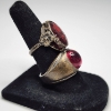 Image 2 : Two Sterling Silver Rings with Large Red/Deep Pink Gemstones - Total Weight: 14.5g