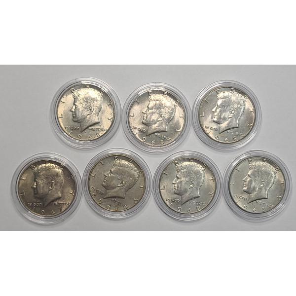 Assorted Years/Mint Marks 40% Silver Kennedy Half Dollars - Face Value: $3.50