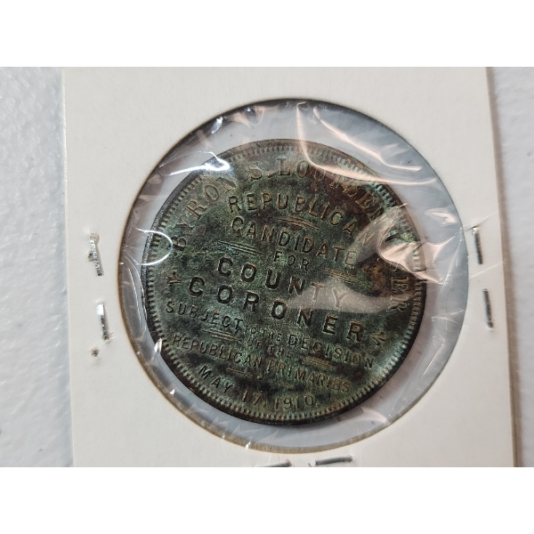 1910 Byron S. Loutzenhiser Campaign Token McKinley Monument Canton, OH