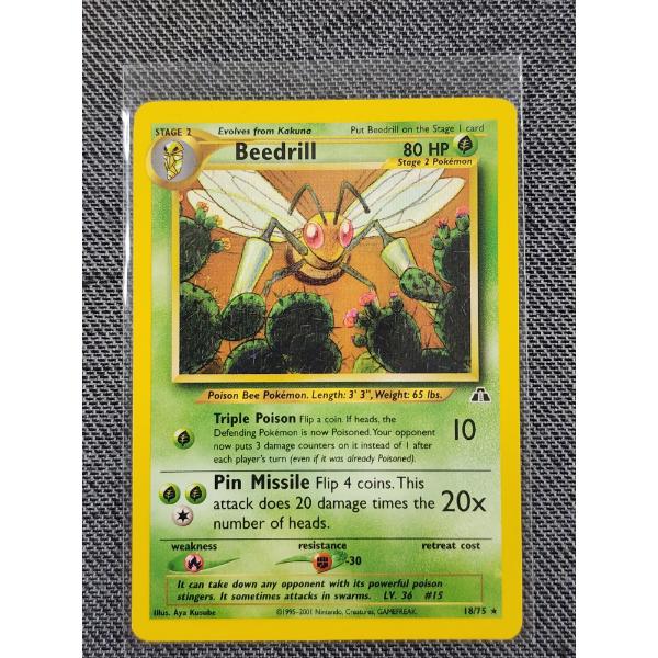 Beedrill 18/75 Non Holo Rare Vintage Fossil Pokemon Trading Card ~ NM/LP Condition! 