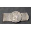 Image 1 : Sterling Silver Money Clip With 1957 90% Silver Franklin Half Dollar - Total Weight: 33.7g