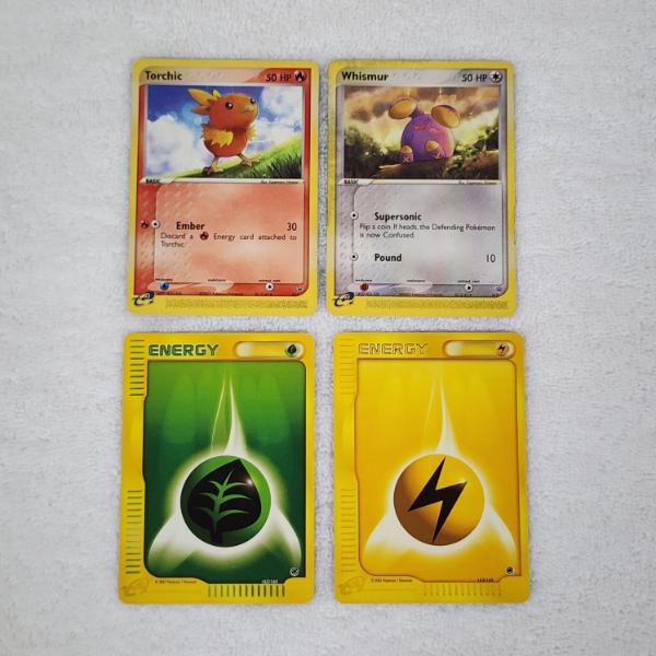 Four Vintage E-Reader Pokemon Trading Cards Including Torchic & Whismur 