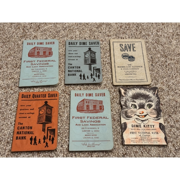 6 Old Bank Savings Books - Canton, Massillon & Louisville, Ohio Books - Hard To Find