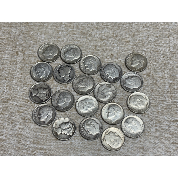 90% Silver Dimes - FV $2.00 - Various Years