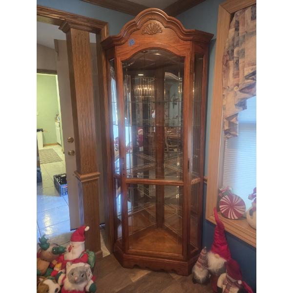 The Perfect Oak Corner Curio Display Shelf 36"x82"