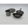 Image 1 : Pewter Tableware - 4 Total Pieces - Scalloped Edge Plate - Pitcher - Trinket Dish - Tidbit Dish