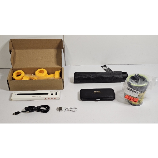 Assortment of USB-C Chargers and Smoking Items