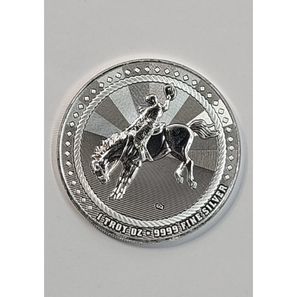 Scottsdale Mint 1 Troy Oz .9999 Fine Silver "Ride For The Brand" Round w/ Buffalo Privy 