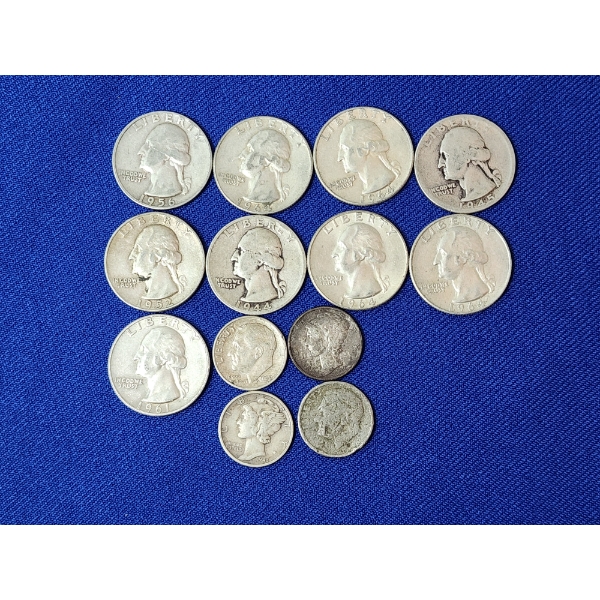 Assorted 90% Silver U.S. Coins Including Quarters & Dimes FV: $2.65
