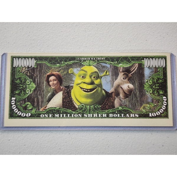 DreamWorks Shrek Commemorative Million Dollar Bill - Mint Condition in Protective Holder