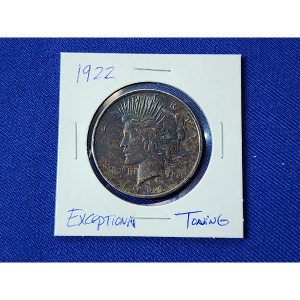 1922 Silver Peace Dollar with Exceptional Toning - See Photos!