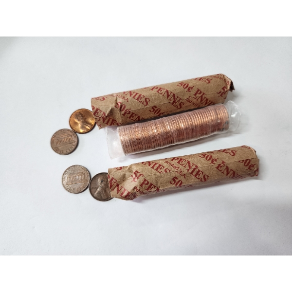 Three Unsearched Rolls of Lincoln Memorial Cents Face Value ~ $1.50