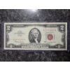 Image 1 : 1963 Red Seal US Two Dollar Bill In Great Condition In Plastic Protective Holder