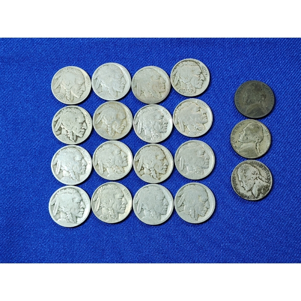 Lot of Assorted Years U.S. Buffalo & Jefferson Nickels: FV: $0.95