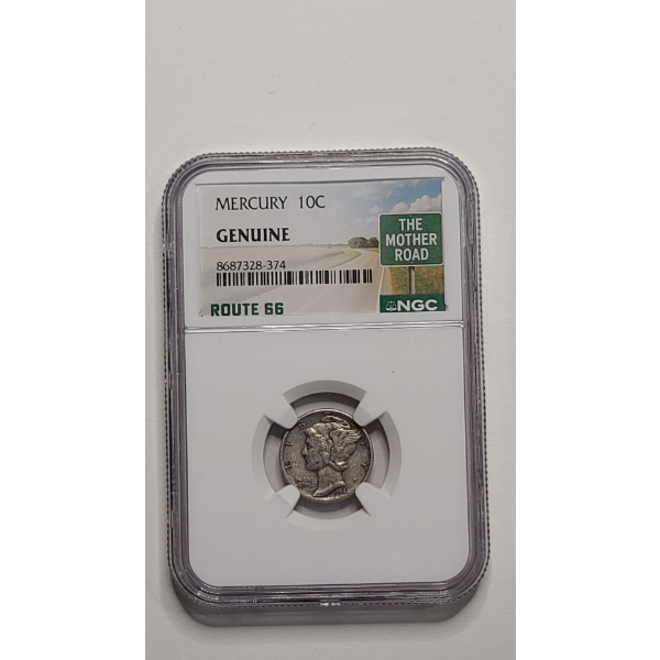 NGC 1944 Genuine "Route 66- The Mother Road" 90% Silver Mercury Dime