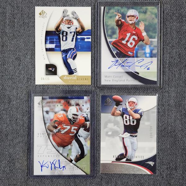 Four Upper Deck New England Patriots NUMBERED Rookie Authentics Football Trading Cards ~ MOST AUTO'S