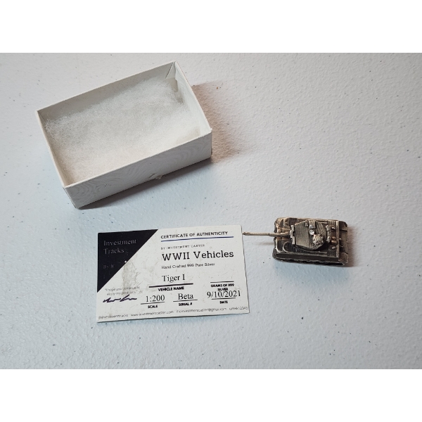 Investment Caster WWII Vehicles Hand Crafted 999 Pure Silver Tiger I - Weight: 43.9g