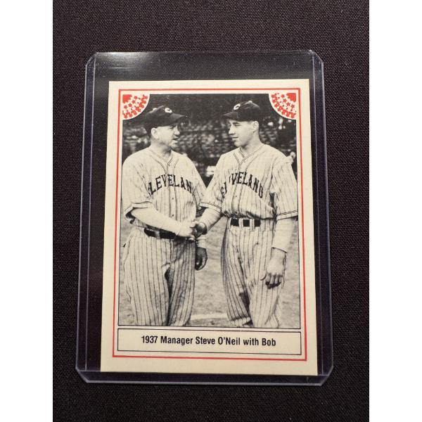 Cleveland Indians Bob Feller & Manager Steve O'Neil Baseball Card - Mint Condition