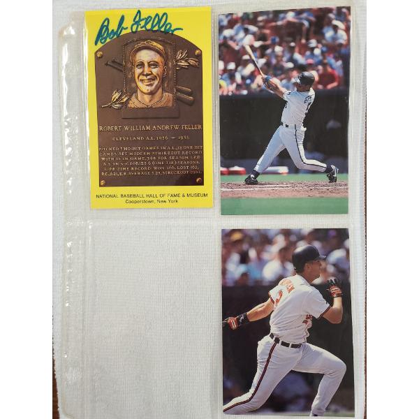 Lot of Three Photos Including Bob Feller Autographed Post Card 