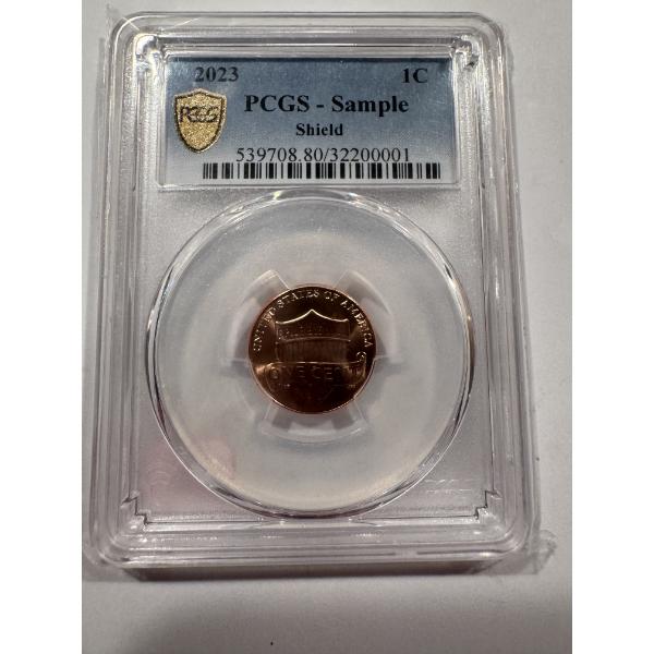 2023 United States Lincoln Penny - SAMPLE SHIELD - PCGS Gold Shield Grade - Hard To Find