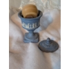 Image 2 : Elegant 4" Collectable Shoes, Vintage Ceramic Blue Dish With Lid, And Tin Mug & Bowl