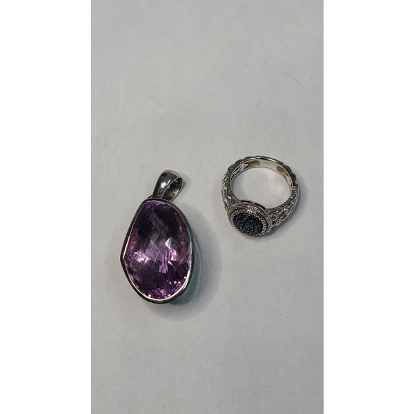 Sterling Silver Pendant & Ring - Size  - Total Weight: 25.6g