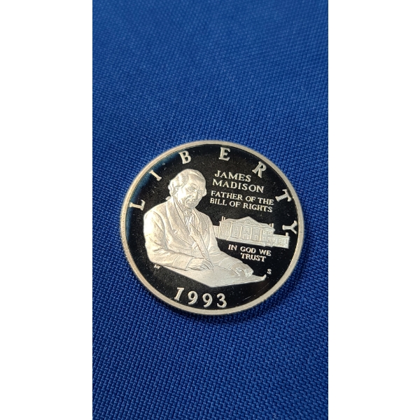 1993-S Proof James Madison Bill Of Wrights Commemorative Silver Half Dollar