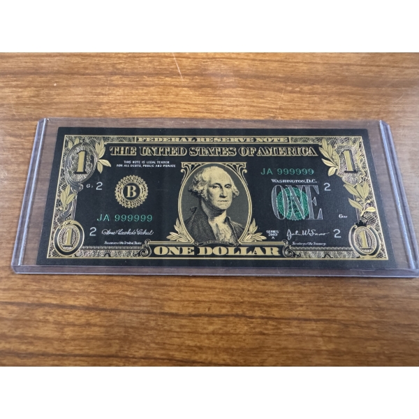 Washington $1 Collector Gold Foil .999999 - 24K Gold Note In Protective Holder - Mint Condition
